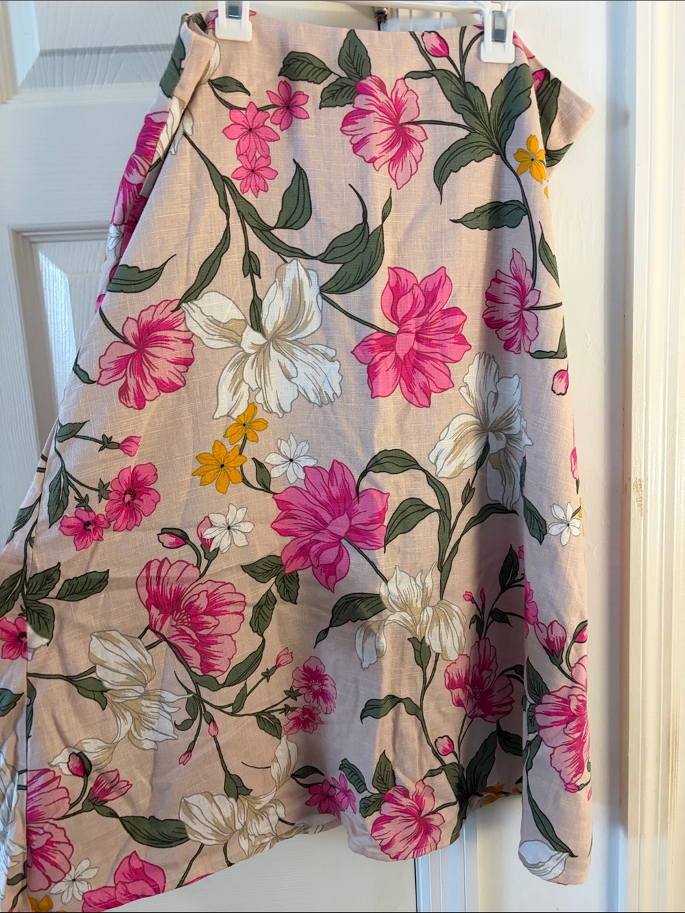 Ann Taylor Factory Pink Floral A-Line Skirt